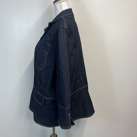 Apostropher Denim Jean Barn Jacket Blazer Plus size 22W Stretch Pockets Casual - Picture 5 of 7
